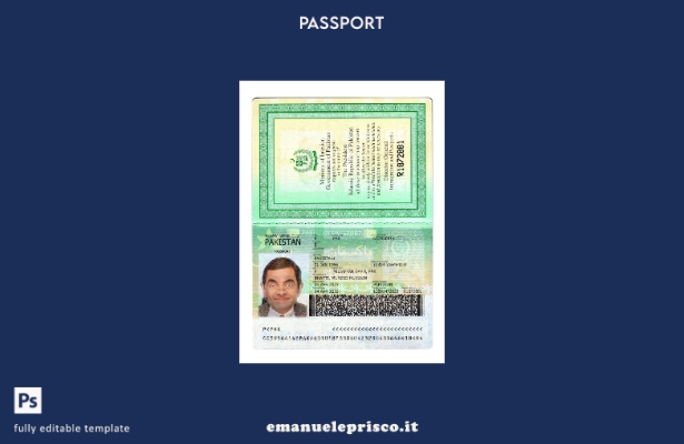 modello di versione presente del passaporto pakistano in stile verificato